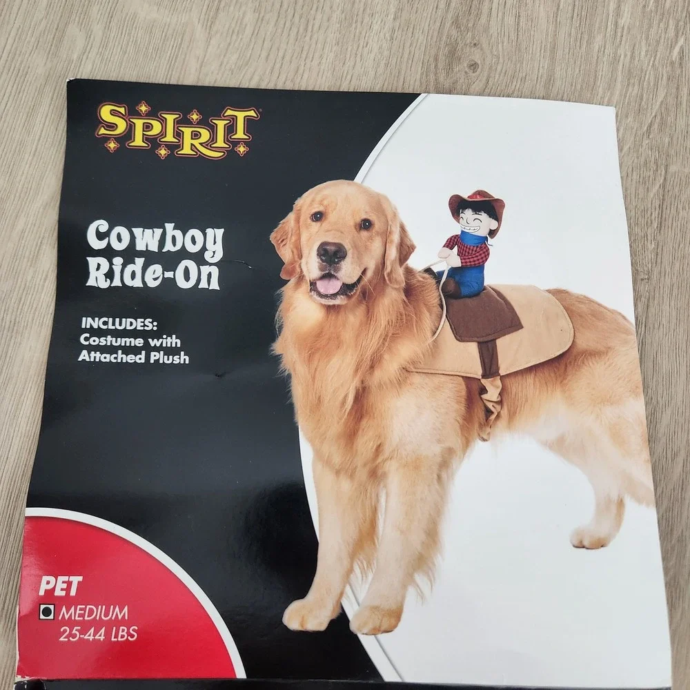Spirit Halloween Cowboy Ride-On Dog Pet Costume Medium 25-44 lbs